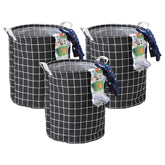 Kuber Industries Laundry Basket For Clothes|Foldable Laundry Hamper|Basket For Toys, Dirty clothes, Storage "45 LTR"-Pack of 3 (Black)